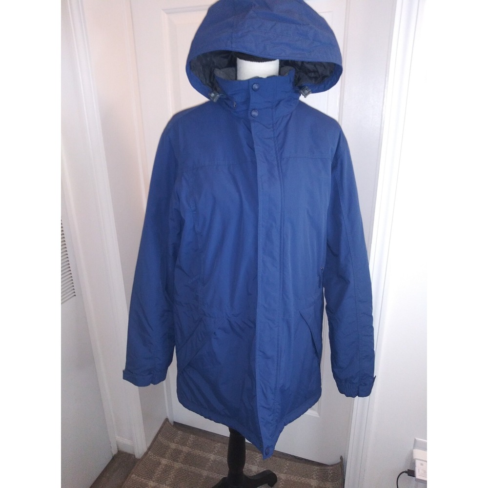 L.L.Bean Navy BlueCoat Size Small.‎ Zipper zips in hood heavy fleece one half